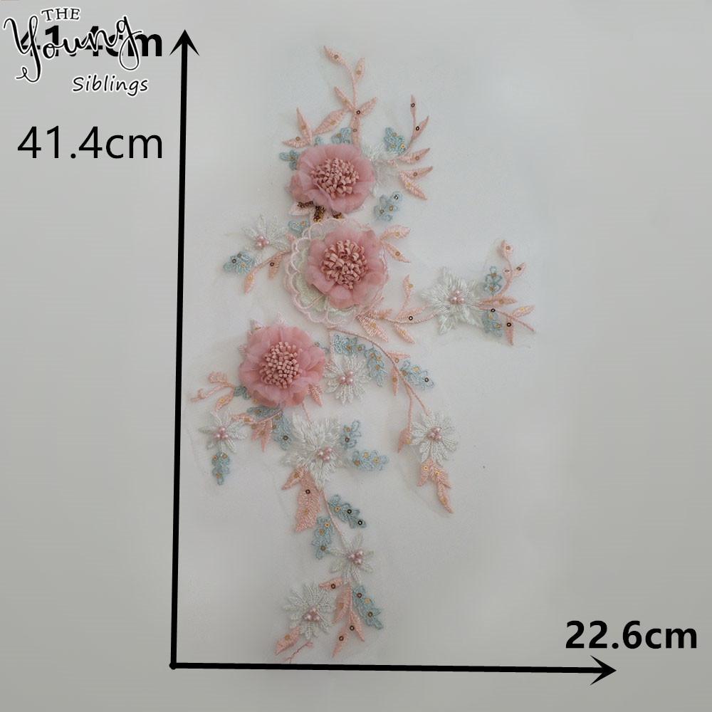 Embroidered Lace Patch Decal Diy Decorative Three-Dimensional Flower Fashion Women'S Clothing Decorative Pearl Beaded Lace Ding