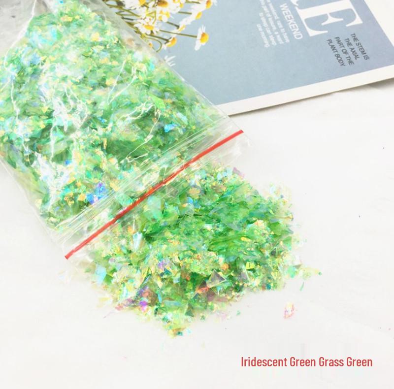DIY Irregular Nail Shell Paper Fragments – 10g Bag for Slime, Epoxy Resin, Crafting.