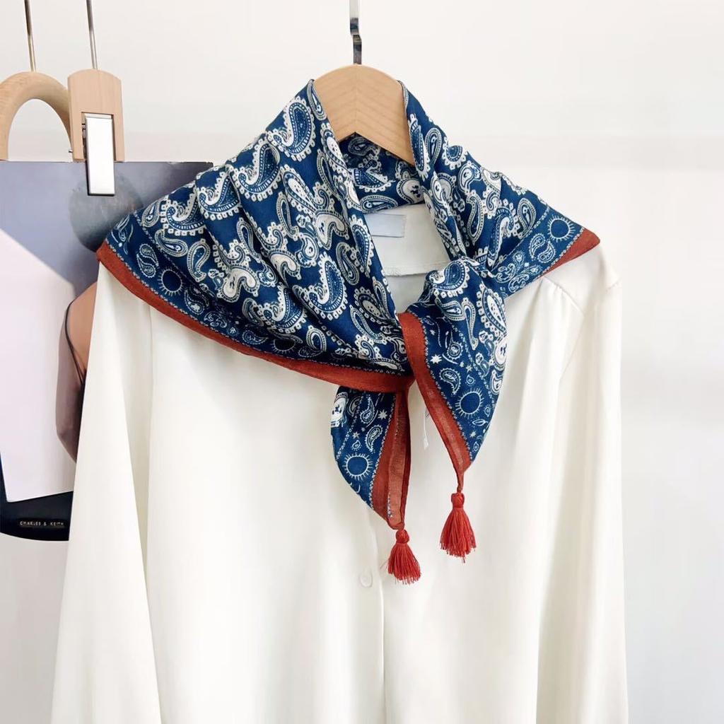 Vintage Tassel Square Scarf Women S Versatile Elegant Shawl