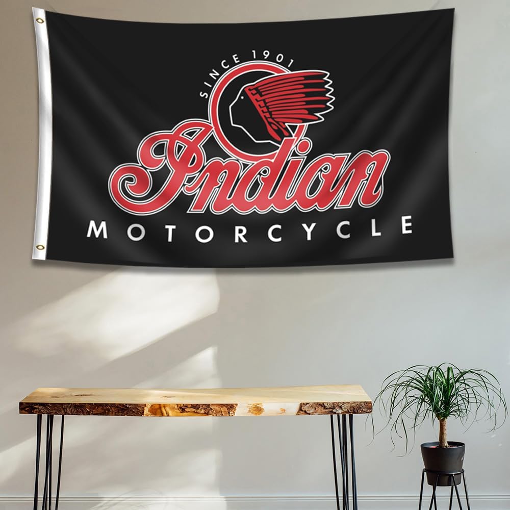 Flag Motorcycle Banner 3x5ft/90 * 150cm (HD Printing, Durable 150D Polyester) for Garage Man Cave with Metal Grommet