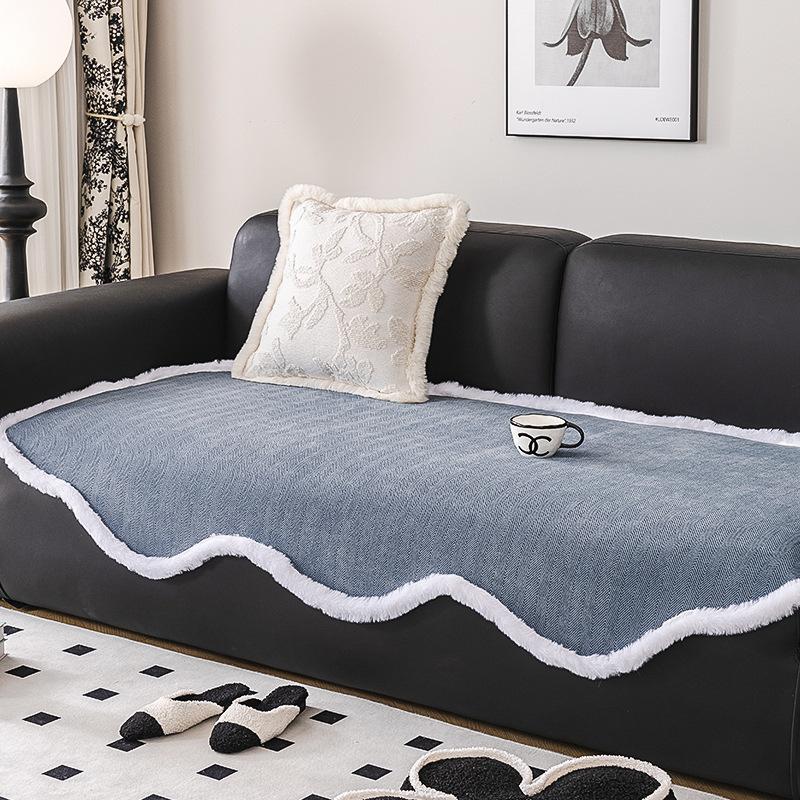 Chenille Herringbone Shaped Plush Sofa Cushion Autumn and Winter Thickening Sofa Cover Cushion