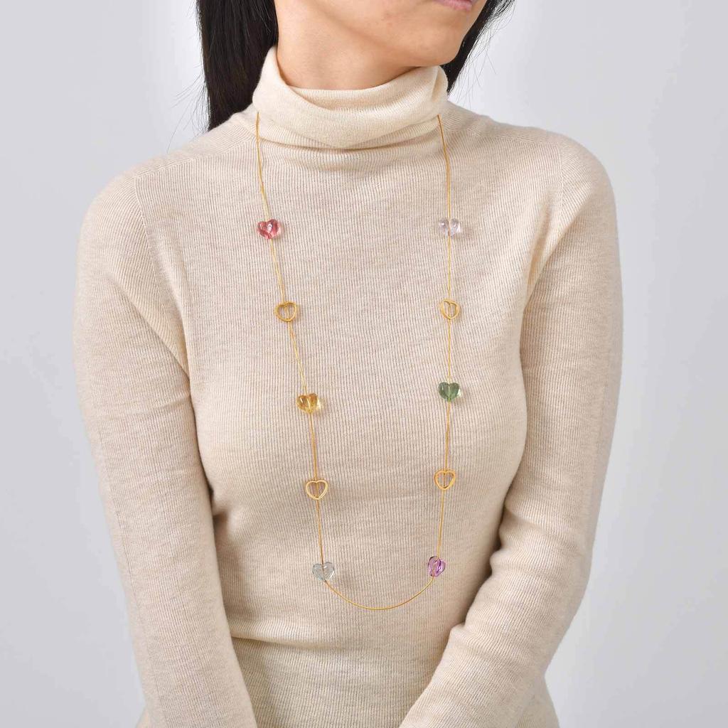 Vintage Color Stone Stainless Steel Necklace Women'S, Niche Premium Sense Multi-Layer Stacked Long Sweater Chain Nc-2692