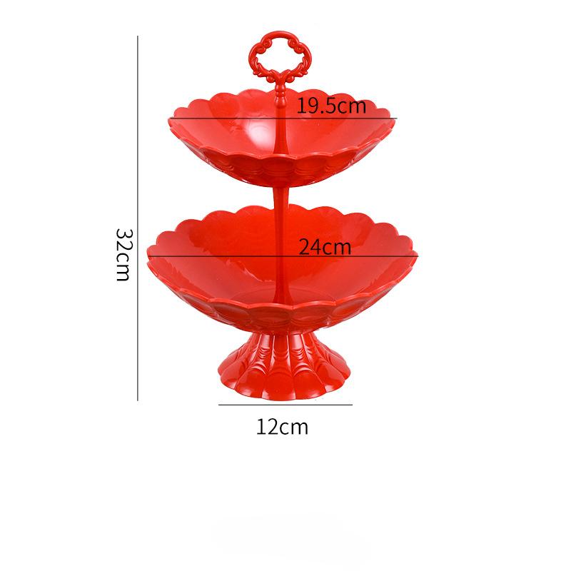 

Новогодняя конфетница для гостиной, многоярусная тарелка для сухофруктов и закусок, красная фруктовая тарелка, бытовой поднос для закусок и конфет Medium size + small size красный