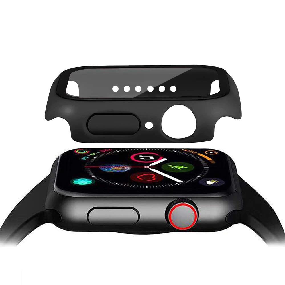 2in1 Case + Tempered Glass for Apple Watch 4/5/6/SE 44MM, Black