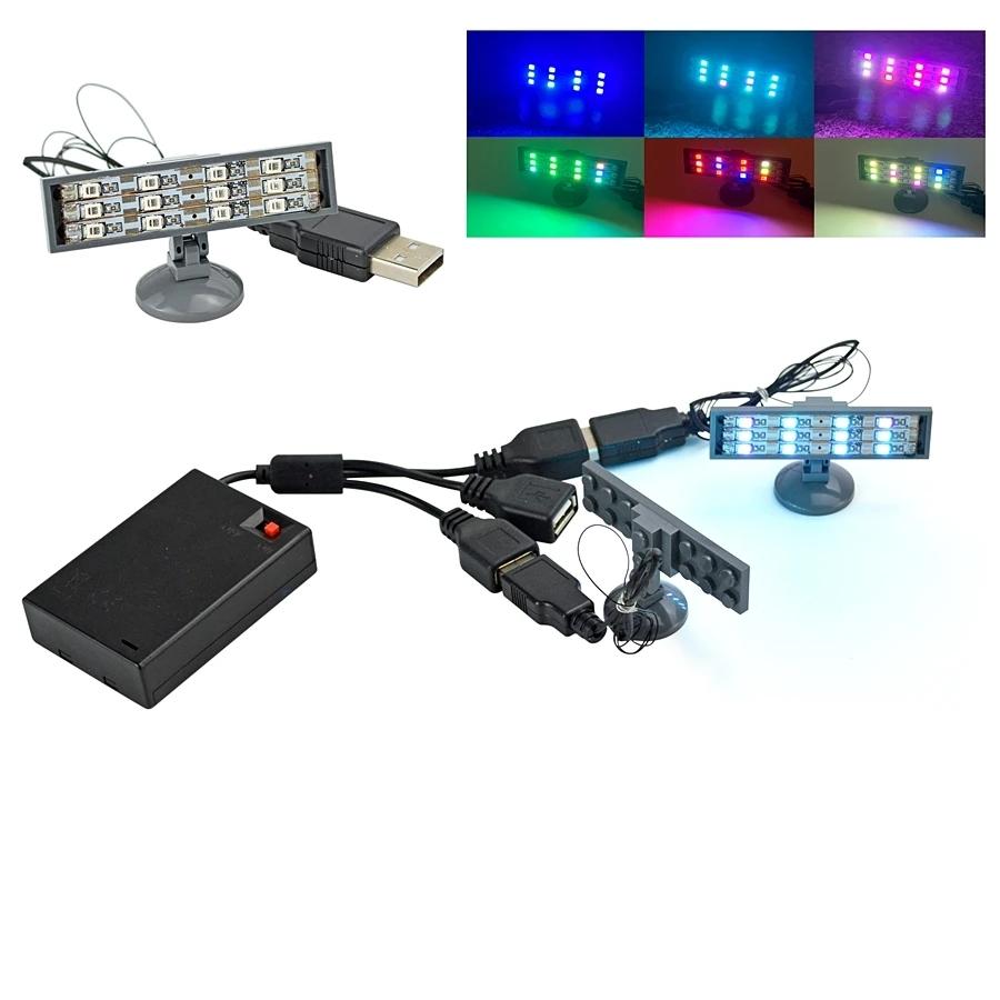 MOC LED Faro Colorato Spotlight USB Serie Strada Città Mattoncini Luce Blocchi da Costruzione Compatibili 10220 10260 42083 Blocchi