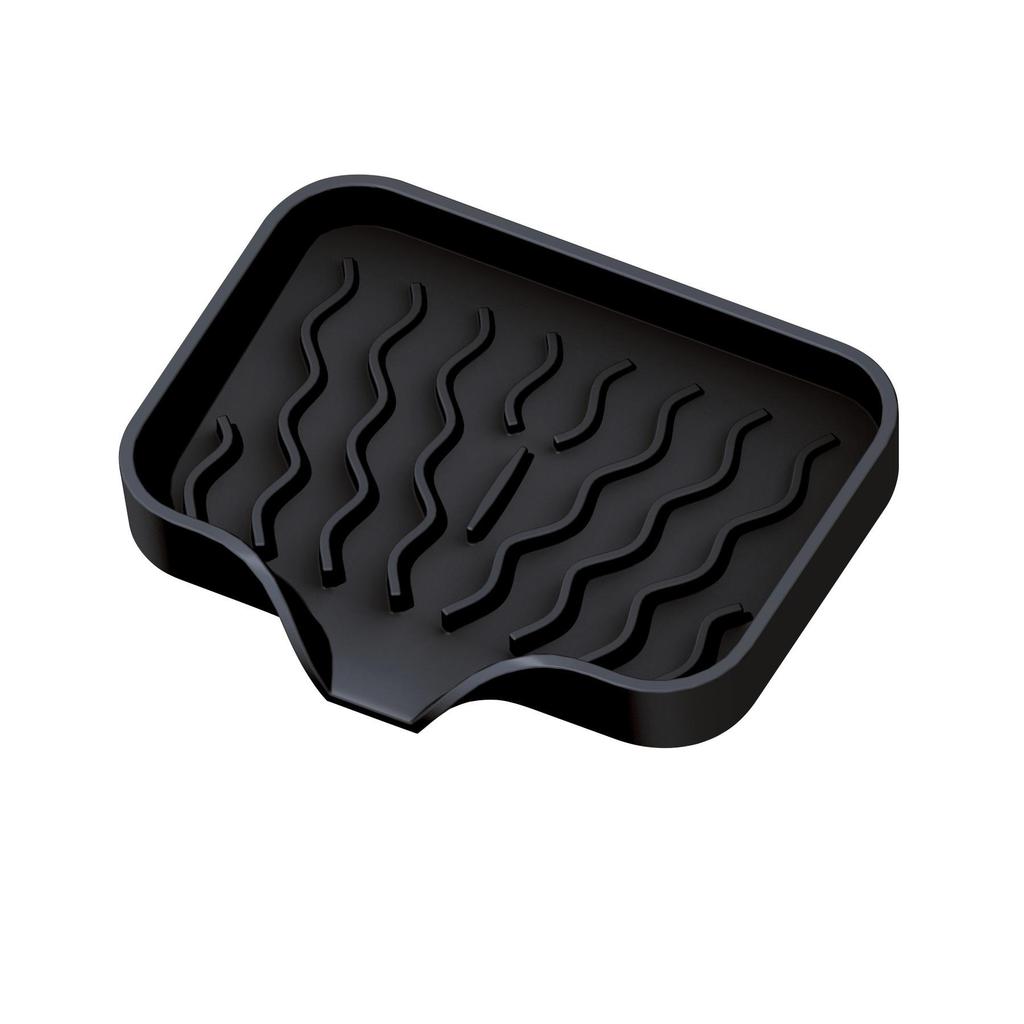 Wavy Pattern Silicone No-Drill Soap Dish & Drain Mat Rack
