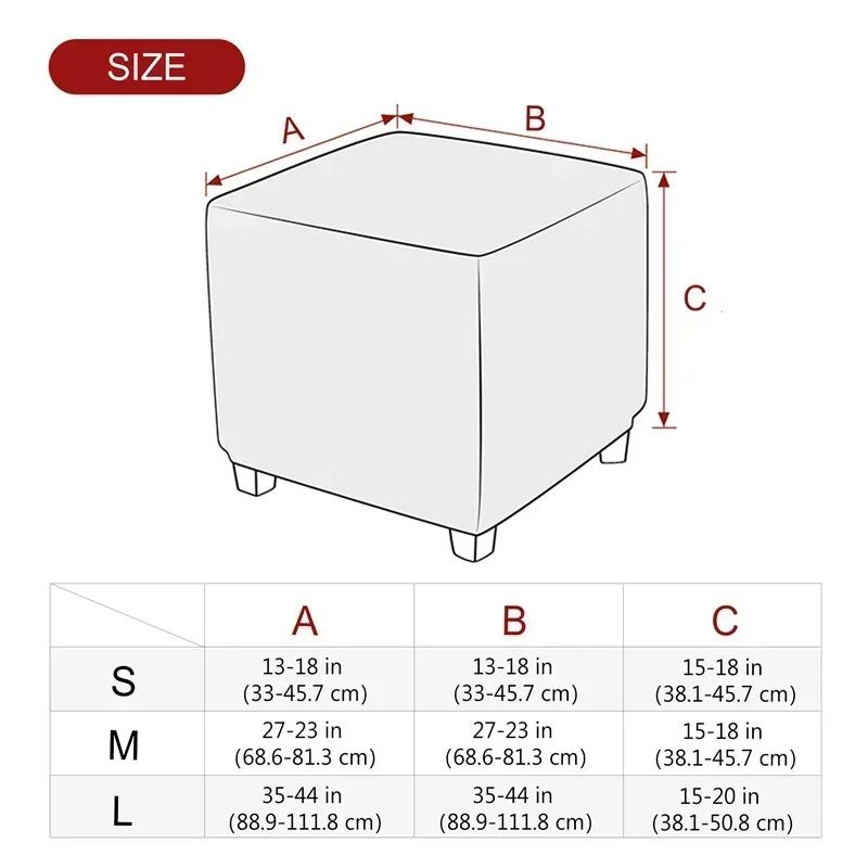 1PC Samt Quadratischer Fußhocker Ottomane Bezug S/M/L Weiche Elastische Fußstützen-Schonbezüge für Wohnzimmer Haus Pouf Möbelschutz