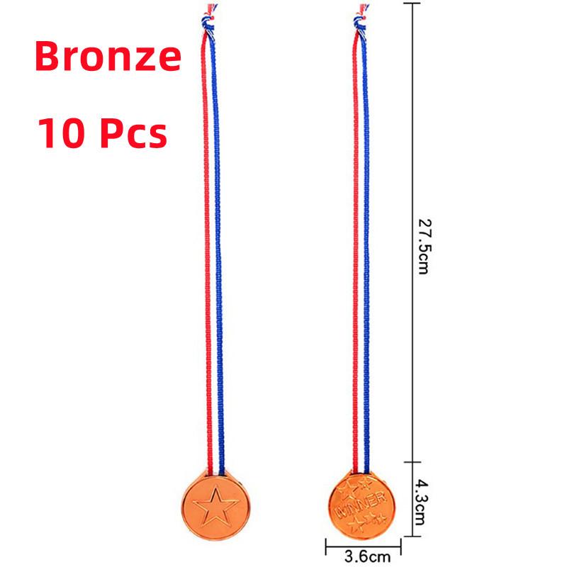 10pcs Children's Gold Plastic Award Medal Toy Sports Games Competition Performance Children's Reward Gifts Party Props