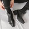 Men’s Short Boots Elevator Chelsea Boots Retro Tuxedo Ankle Boots Pointed Toe Retro Black Heel Boots Large Size