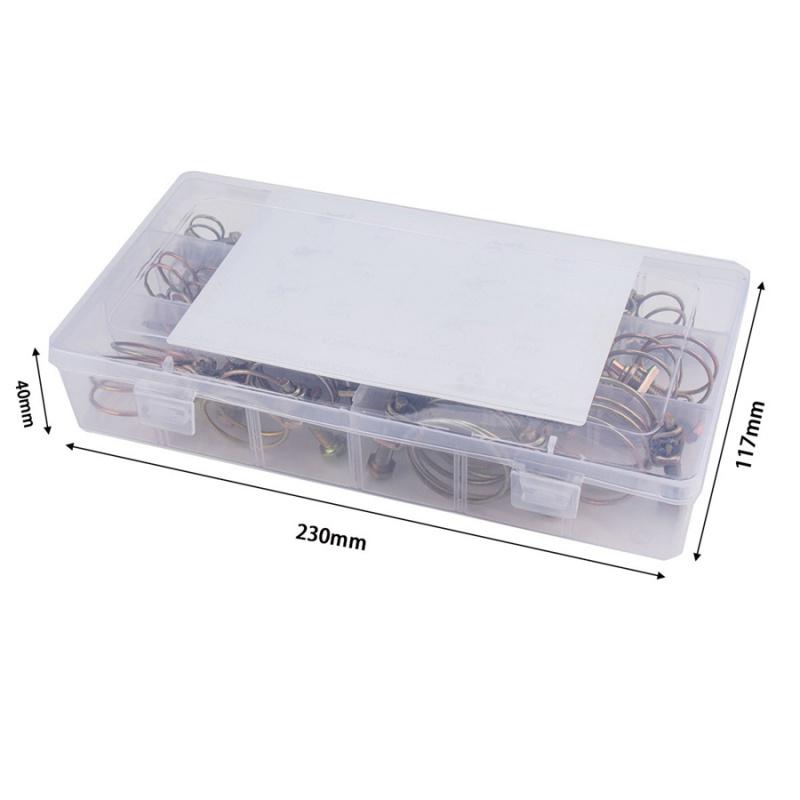 52Pcs Adjustable Double Wire Hose Clamps Pipe Clip Screw Bolt Locking Kit 6 Size