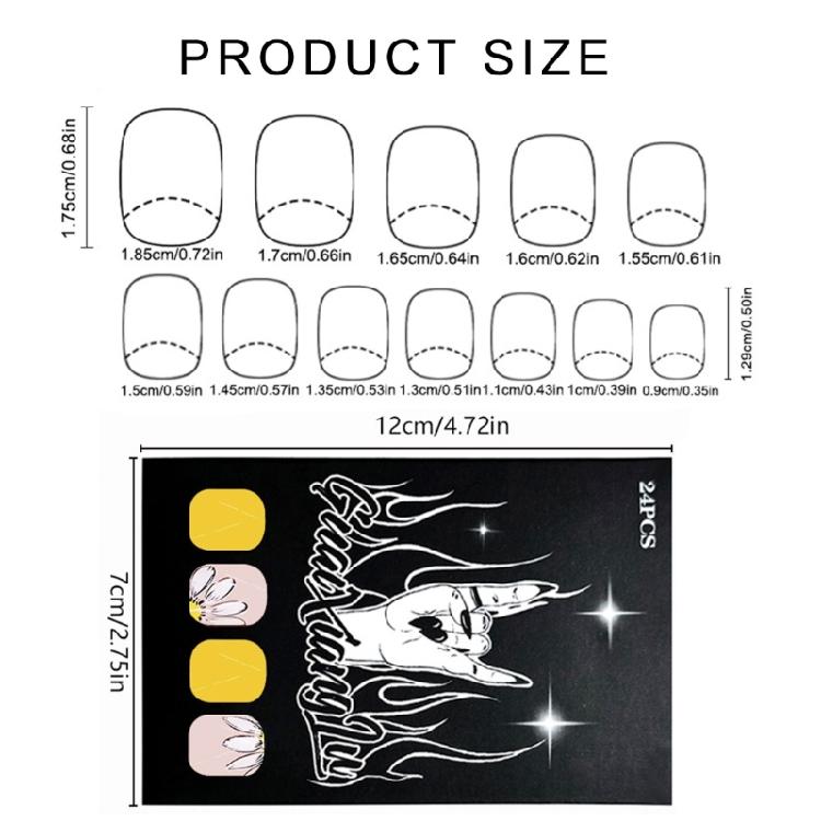 Kurzer quadratischer künstlicher Nagel Winter Press-on-Nagel Florale Designs Glänzend Vollabdeckung Aufkleb-Nagel für Damen 24 Stück