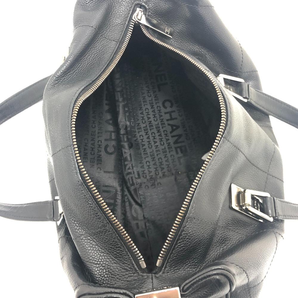 CHANEL Chocolate bar Handbag Soft Caviar Leather Black/SilverHardware