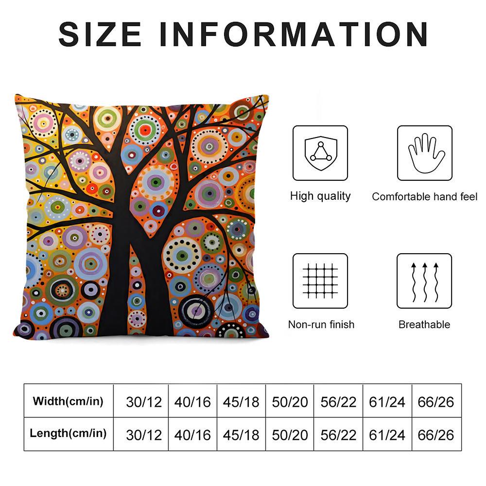 Colored Tree Cushion Cover Silky Short Plush Double-Sided Printed Pillow Case For Sofa All Seasons Home Decor Gift