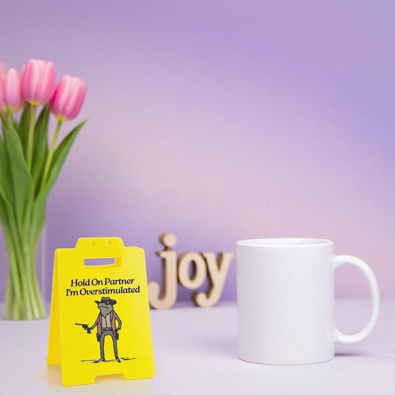 Hold On Partner I'm Overstimulated Desk Sign Desk Decor Funny Desk Sign Office Decor for Women Coworkers