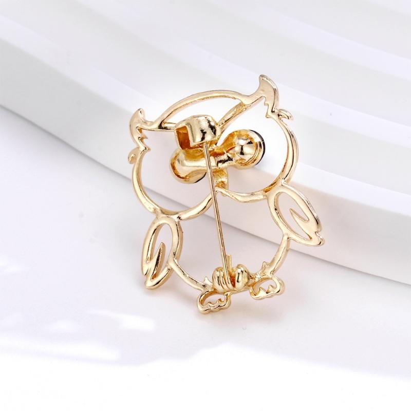 Polished Owl Brooch Fashionable Zinc Alloy Jewelry Lightweight Design For Women Men Gift Gold Silver Option