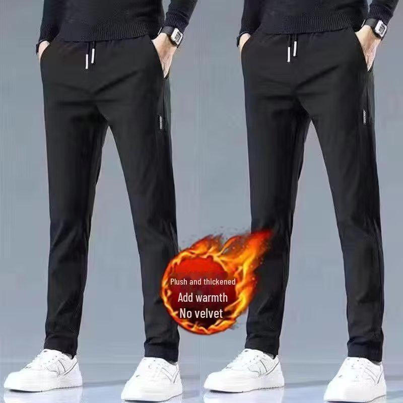 

Мужская рабочая одежда больших размеров на весну/осень: Однотонные повседневные брюки с бархатом для строительной площадки. L