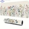 Botanical Green Floral Plant Mouse Pad Large Desk Pad Nonslip Gaming Accessory Mouse Mat Stitched Edges For Office Home