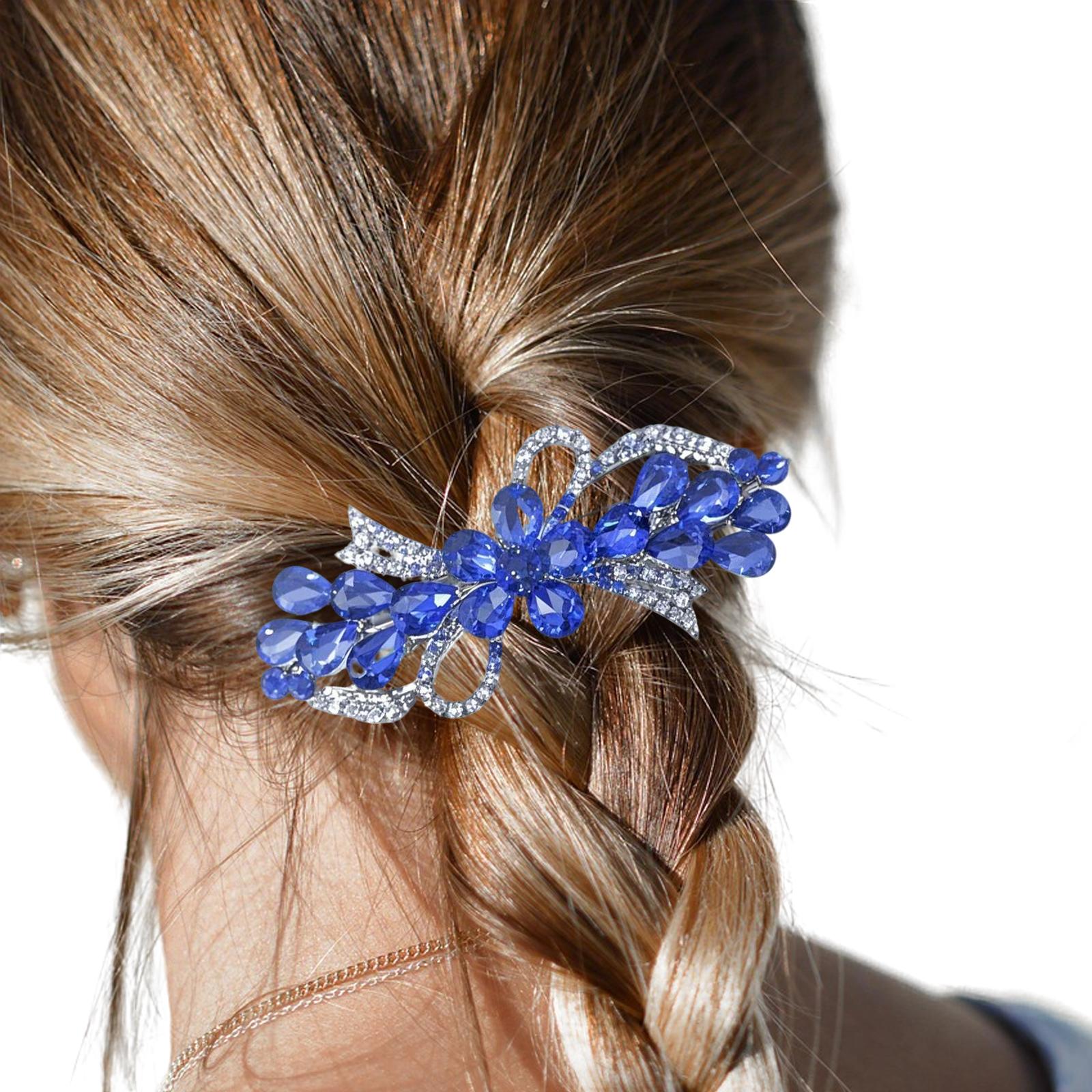 

Diamante Hair Clips for Women Blue Crystal Bow Hair Accessories for Bridal Occasions and Special Events фиолетовый