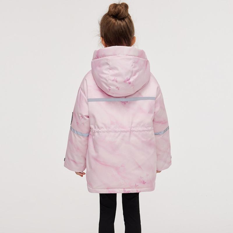 Girls' Workwear Down Jacket for Little Girls In Winter with Hood, Windproof and Warm Children's Thick Winter Clothes