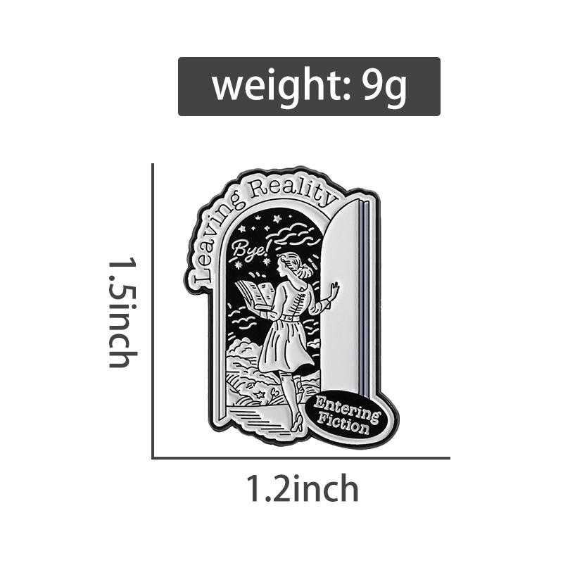 Leaving Reality Enamel Pins Custom Entering Fiction Reading Brooches Lapel Badges Clothes Punk Jewelry Gift for Friends
