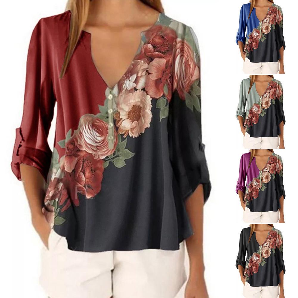 Fashion Long Sleeve Elegant Spring Bottomed Floral Chiffon Women Blouses Ladies Nice Shirts Tb4 main image 1