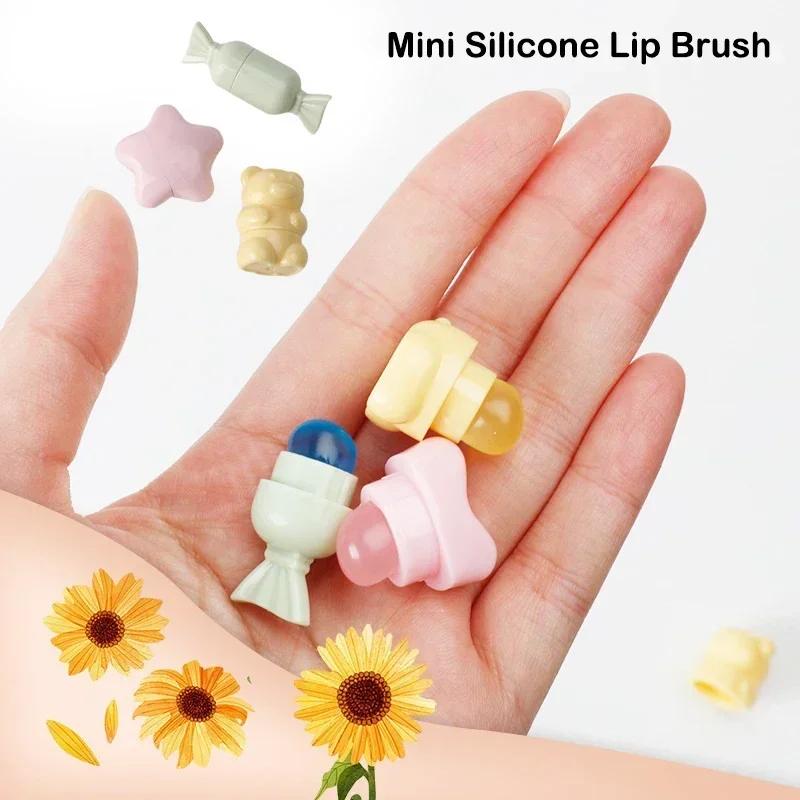 Mini Silikonowy Pędzelek do Ust Pędzelek do Szminki Uroczy Mały Pędzelek do Ust z Osłonką Pędzelek do Rozcierania Przenośny Pędzelek Pędzelek do Błyszczyku Pędzelek do Makijażu