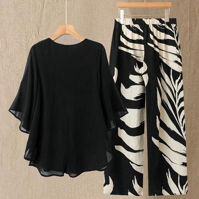 Nuovo Arrivo Estivo Completo Casual da Donna - Blusa Elegante e Pantaloni a Vita Alta Set 2 Pezzi