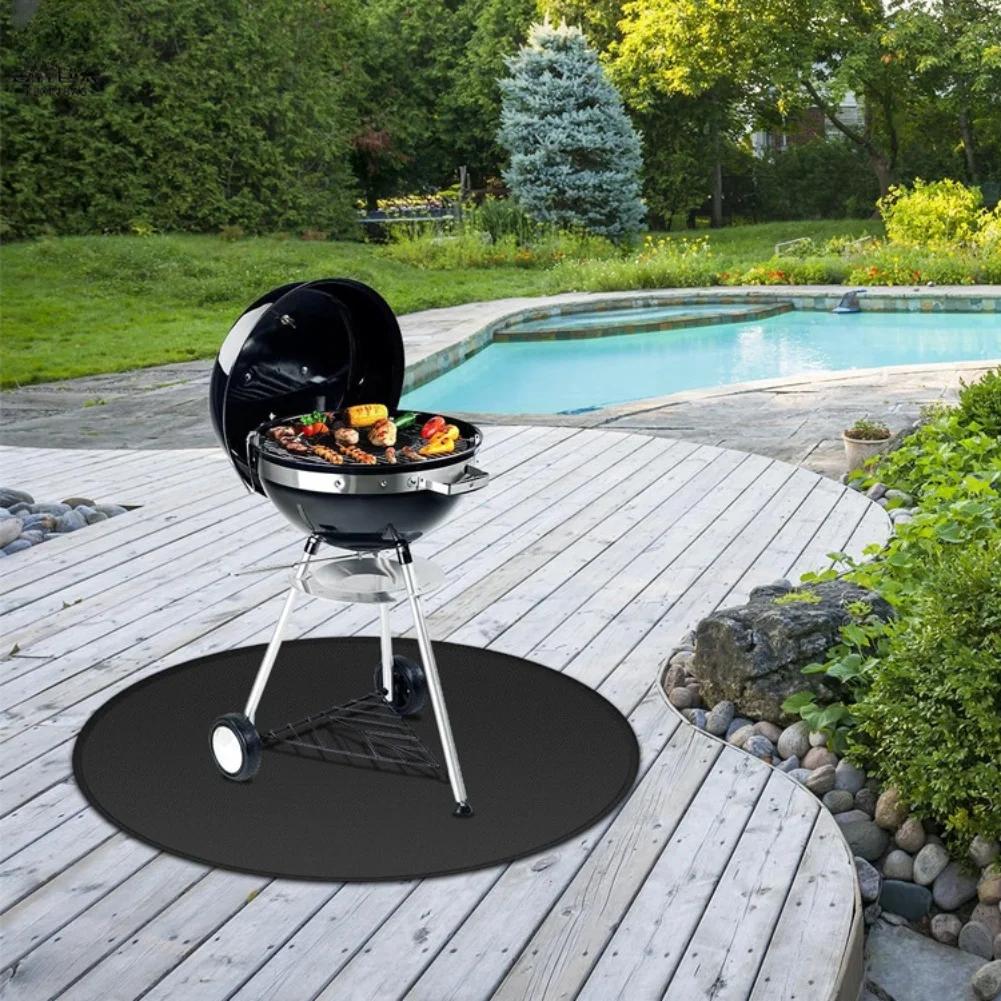 Feuerfeste Matte 61CM, 91,4CM, 122CM Temperaturen von -50 ℃ bis 500 ℃ Hitzebeständige Feuerfeste Grillmatte:Leicht zu reinigen für den Außenbereich