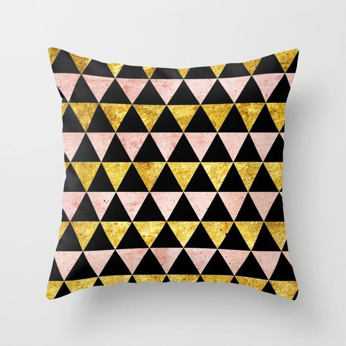 Fashionable and Simple Geometric Golden Peach Leather Velvet Pillow Case Car Sofa Cushion Pillow Backrest Lazy Man