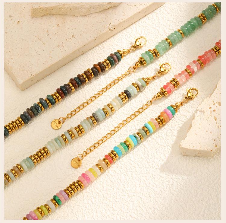 Hande-made Y2K Beaded Colorful Natural Stone Bracelet for Women, Waterproof Healing Yoga Healthy Spiritual Bracelet