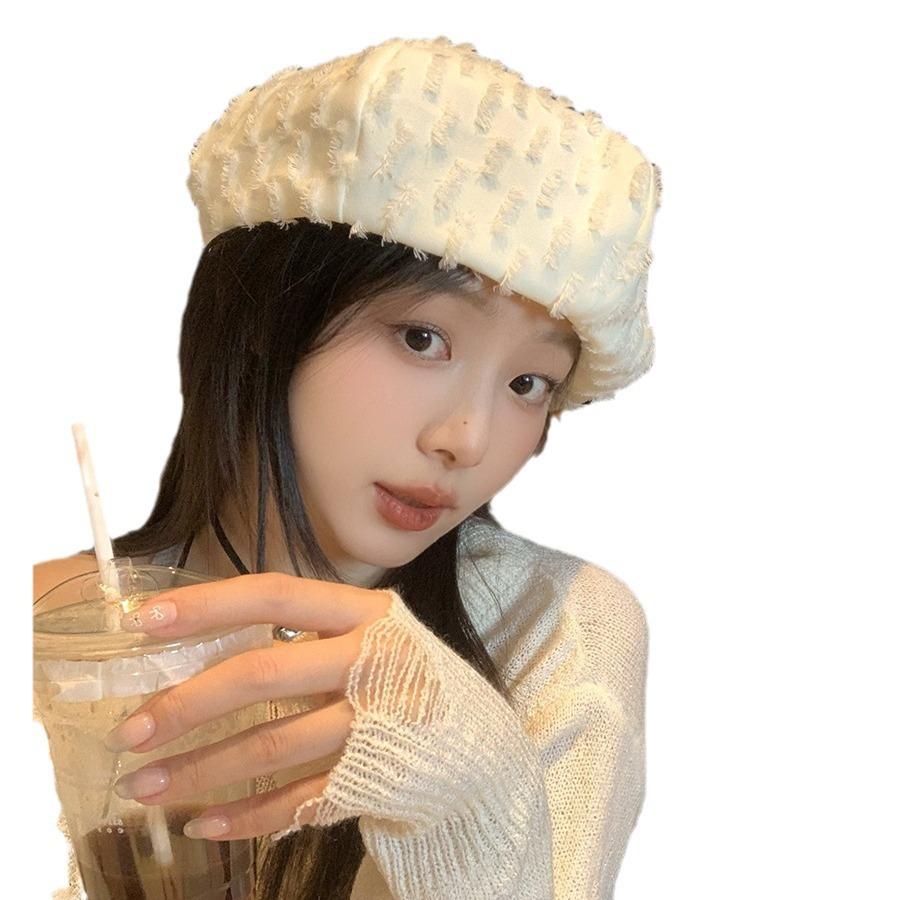 Sweet Sister Versatile Octagonal Hat Children Spring and Summer Thin Retro Rough Edge Y2k Simple Literary Beret