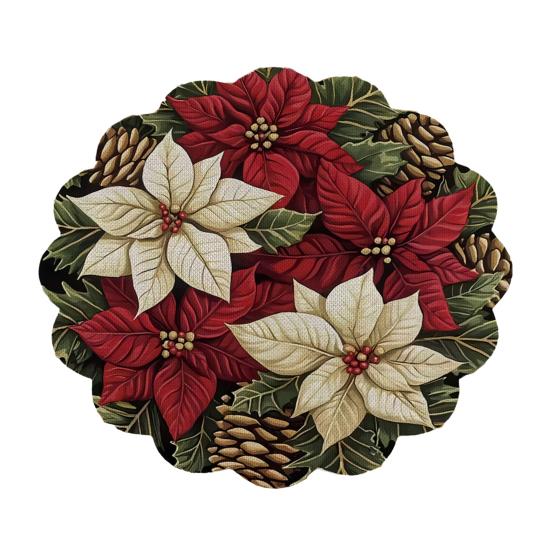 Tapis décoratif d'isolation thermique Rond Set de table de Noël, 14 pouces Motif festif Antidérapant Protecteur de table, Protecteur de table pour maison de vacances Endroit pour