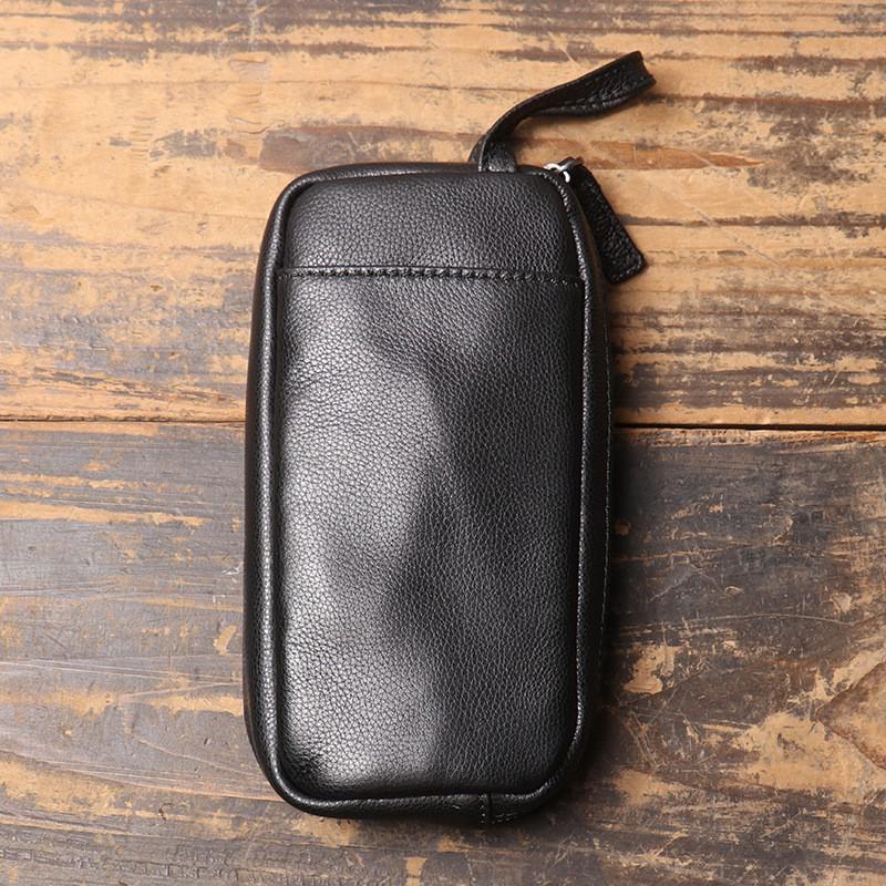 

New Men s Leather Handbag Women s Zipper Long Wallet Large Capacity Portable Mobile Phone Bag чёрный