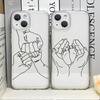 Warme Familie Händchen haltend Paar Handyhülle für IPhone 16 11 12 13 14 15 Pro Max 7 8Plus 16E X XS Klar Weiche Hülle Abstrakte Linie