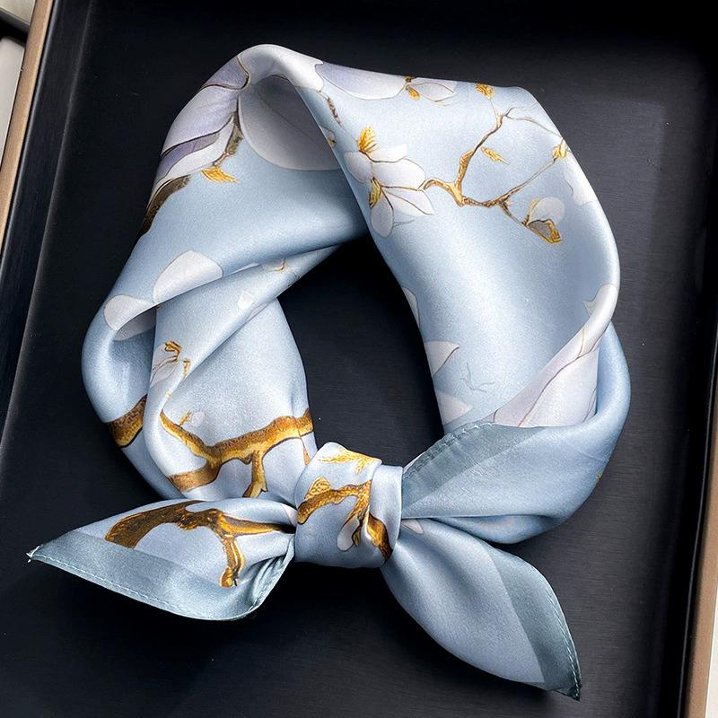 

100% натуральный шелковый шарф женский шейный квадратный повязка на голову шарфы бандана модный хиджаб пончо шарфы пашмина женский фуляр 53см Real Silk 53x53cm