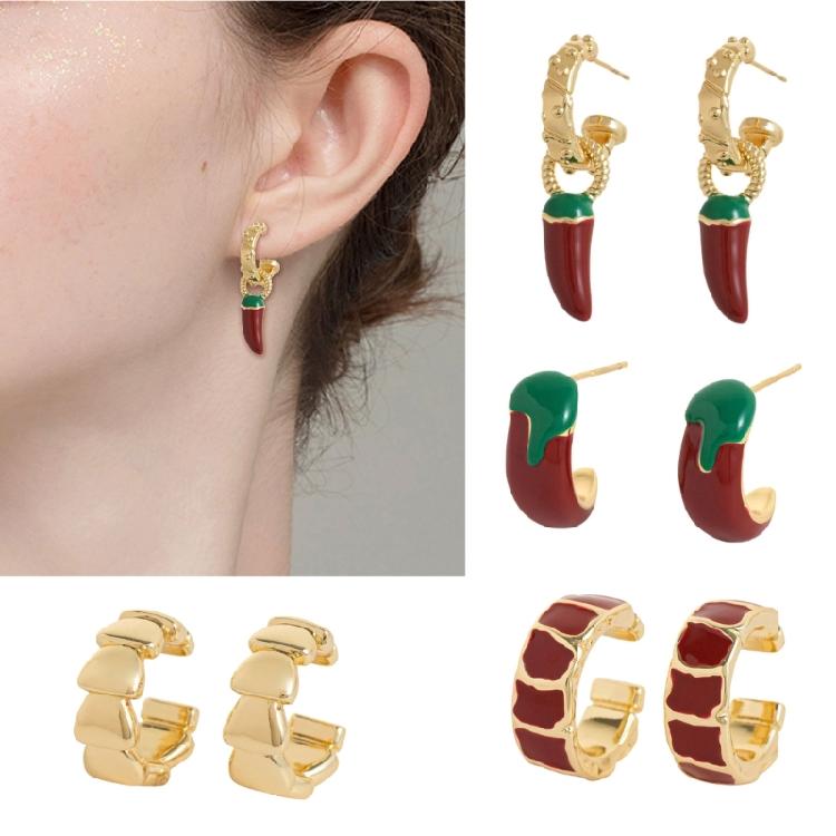 Eye Catching Chili Design Earrings Smooth Polish Finish Jewelry Piece Suitable For Sensitive Skin
