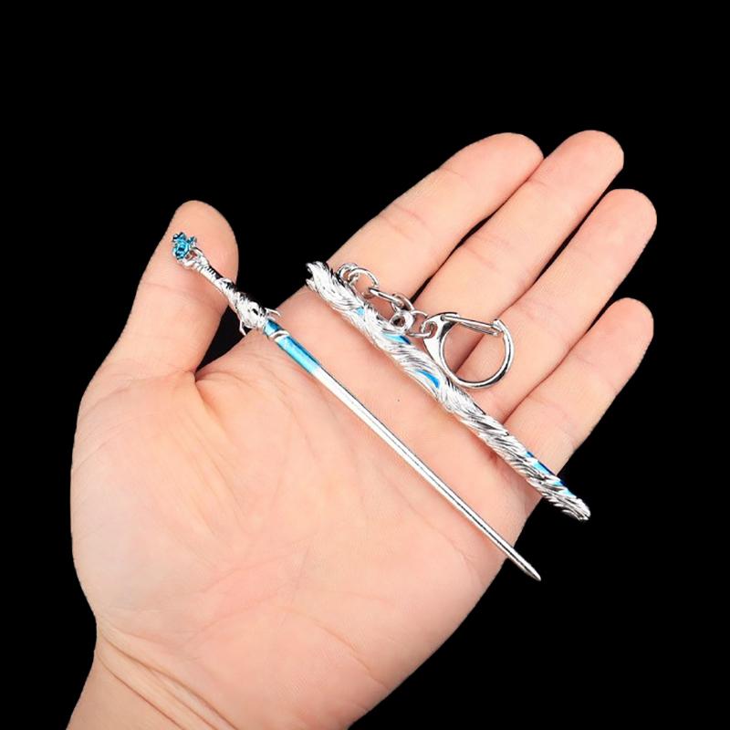 1Pcs Unopened Blade Pendant Keyring Zinc Alloy Metal  Of Famous Ancient Sword Keychain Charms Children'S Gifts
