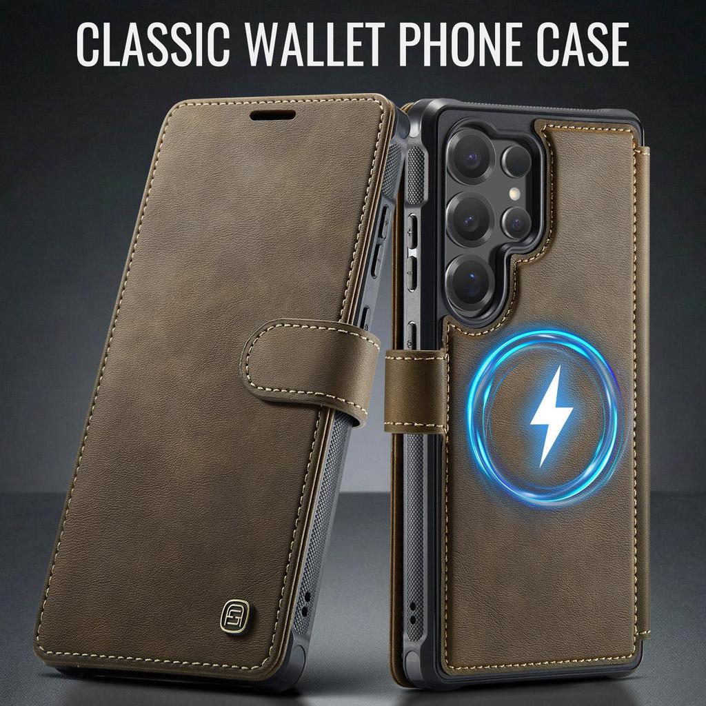 AutSpace-A15 Wallet Case For Samsung Galaxy S26 Ultra , Fashion Premium PU Leather Card Holder Phone Back Cover Protector Skins Shell