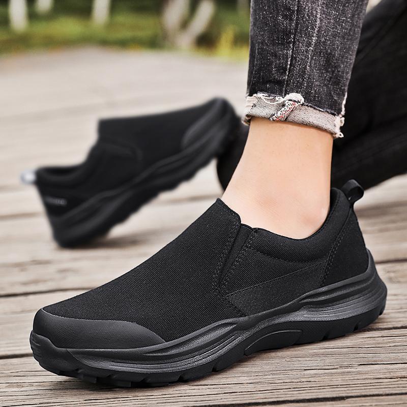 Men’s Outdoor Canvas Shoes Sneakers Driving Shoes Black Casual Plus Size  Slip On Wide Head Shoes for Farther