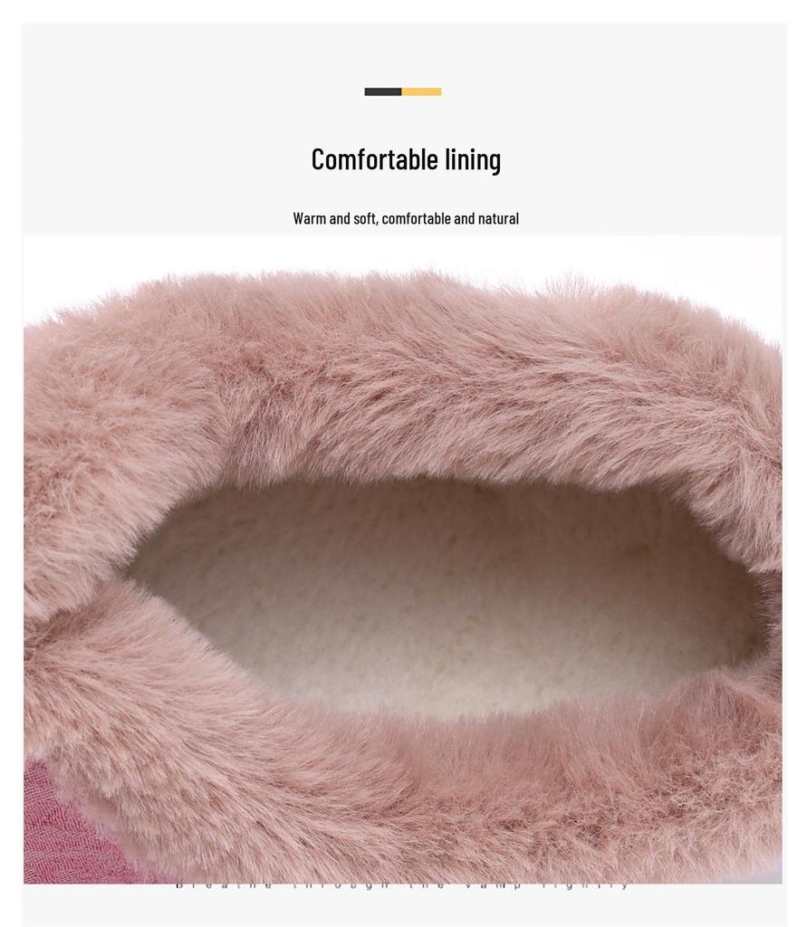 Damen Bestickte Samt Slipper Baumwolle Winterschuhe, Ethnischer Stil, Übergröße, Pelzig