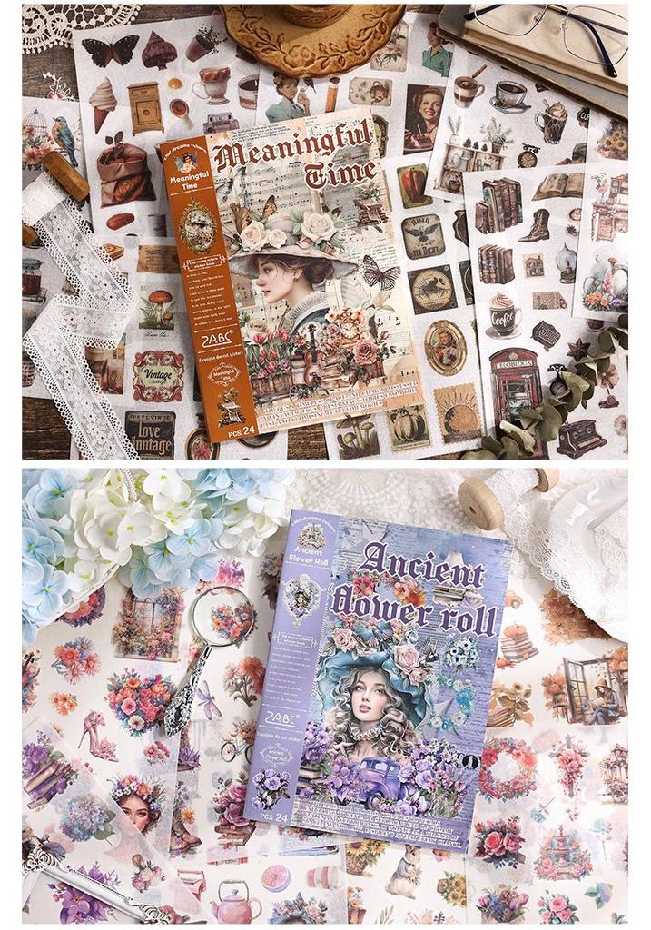 Yue Zhen Retro Journey Die-Cut Sticker Book for DIY Journals