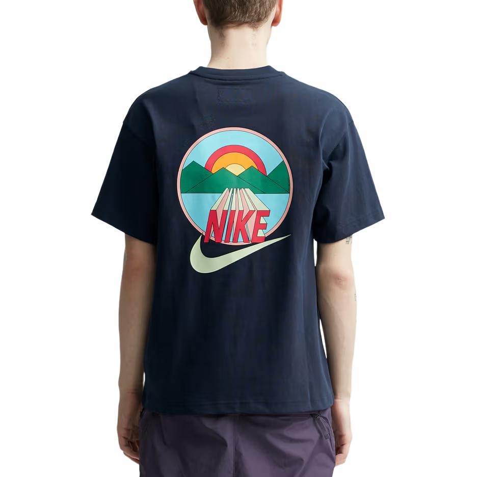 Nike Color Block Fitted Crew Neck Short Sleeve T-Shirt Men Tops Navy-Blue FB2759-451
