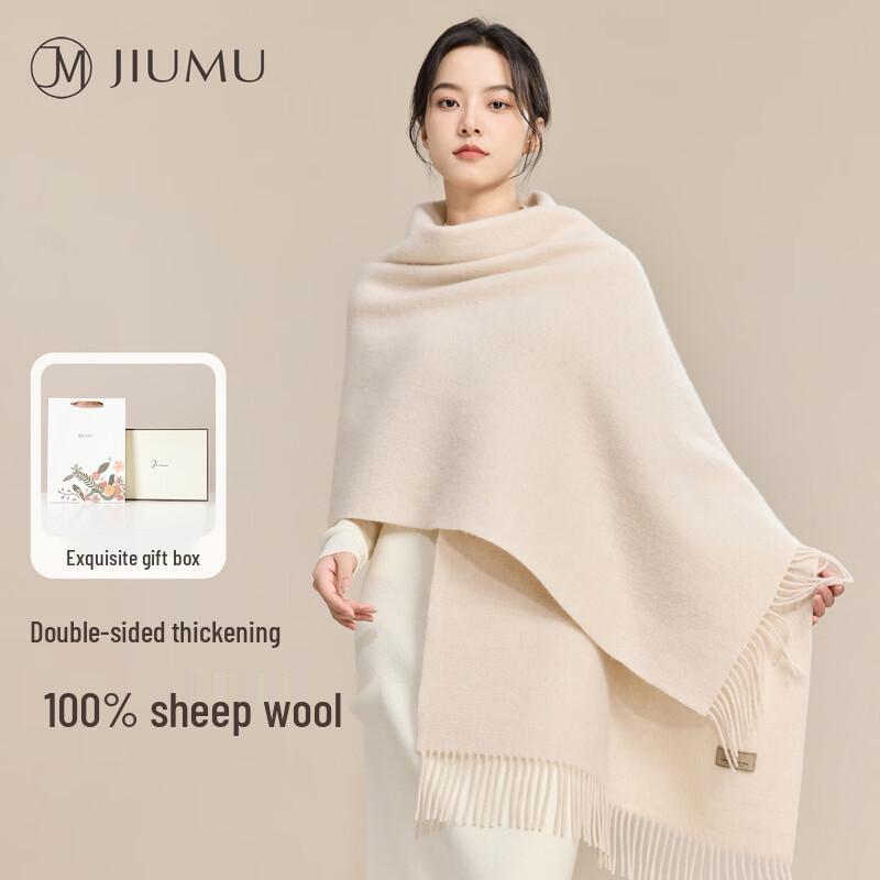 JIUMU Women's 100% Pure Wool Winter Scarf & Shawl
