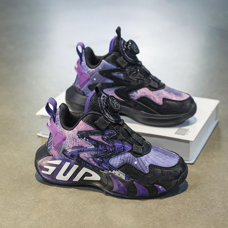 Children's basketball shoes boys' shoes 2025 spring new non-slip sports shoes black middle-aged and older boys' running shoes