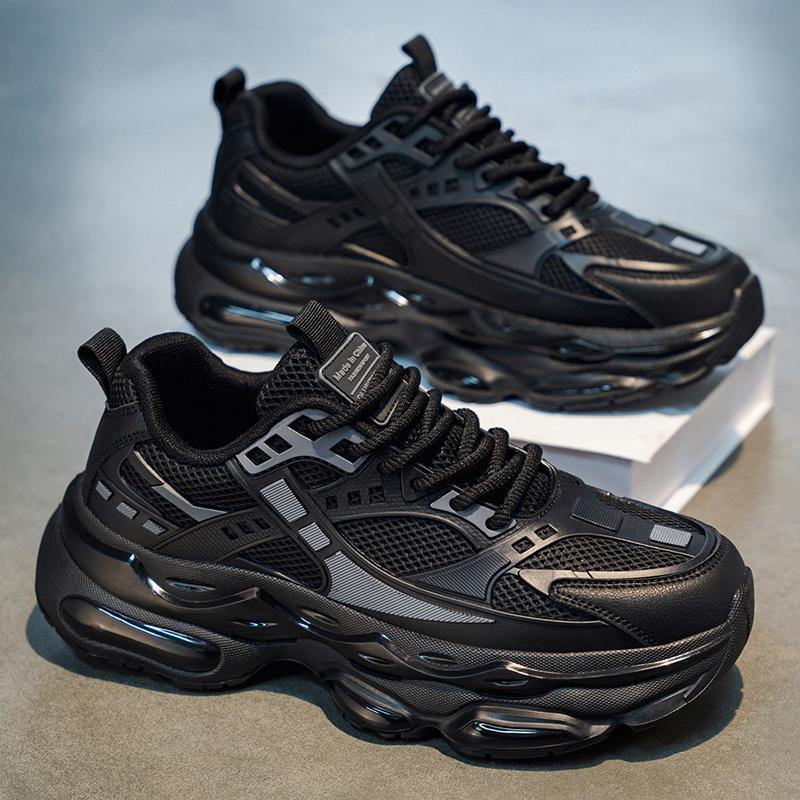 

Black Warrior Men s Shoes 2026 Versatile Thick Soled Mesh Breathable Sneakers Casual Height Boosting Dad Trendy 40 чёрный