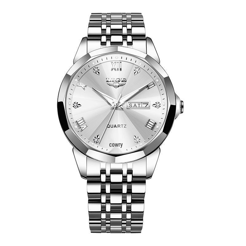 

LIGE Men s Waterproof Luminous Quartz Watch – Dual Calendar, Multifunctional Business Wristwatch