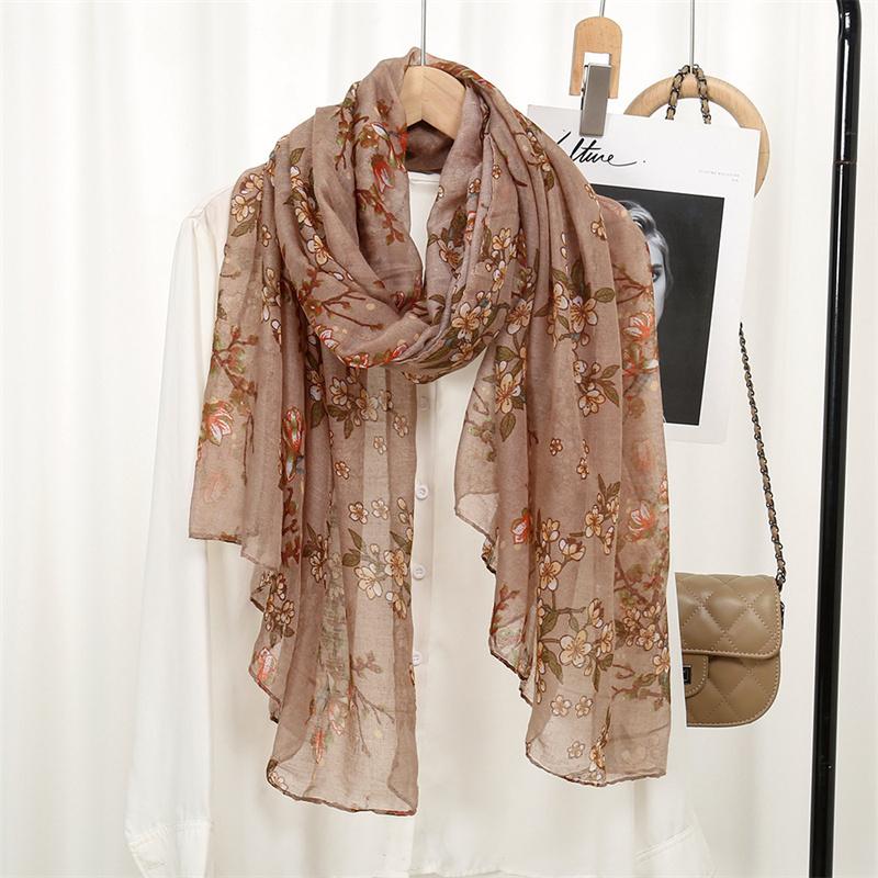 Winter Thin Fashion Bloosm Floral Viscose Shawls Scarf Lady High Quality Wrap Pashmina Stole Bufandas Muslim Hijab 180*85Cm