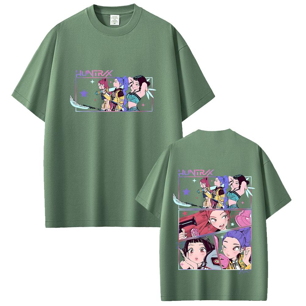 Devil Hunter Double-sided Printed T-shirt for Men and Women Cartoon Casual Oversized Short Sleeved T-shirt Fan Gift