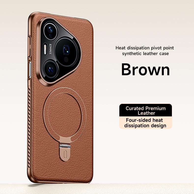 Heat Disspation 360 Rotatable Metal Stand Case For Huawei Pura 70 Ultra 80 Pro+ Plus Vegan Leather Cover Eco-Friendly Shell