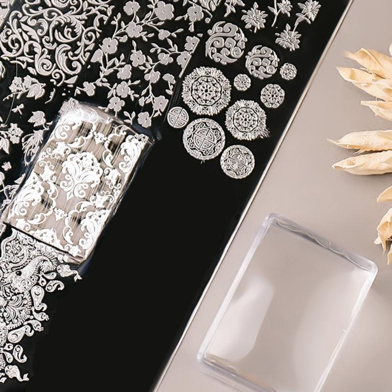 3Pack Transparent Silicone Nail Art Stampers For Precise Pattern Transfer And Easy Alignment